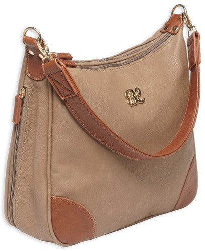 Bulldog Concealed Carry Purse - Hobo Style Taupe W-tan Trim