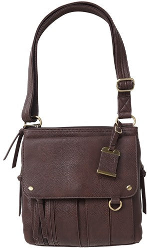 Bulldog Concealed Carry Purse - Med. Cross Body Chocolate Brown