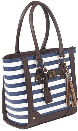 Bulldog Concealed Carry Purse - Tote Style Navy Stripe