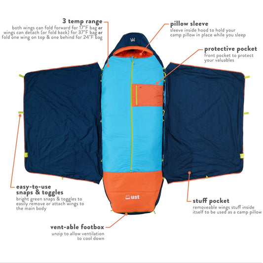 Ust Monarch Sleeping Bag - 80"x32" 3 Temp Range W- Sack<