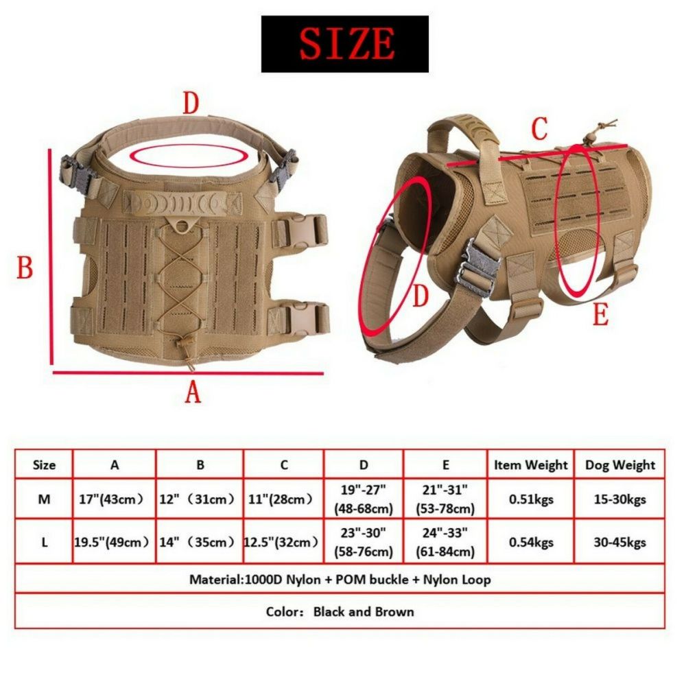 Tactical Scorpion D6 Laser Cut Canine K9 MOLLE Military Training Harness